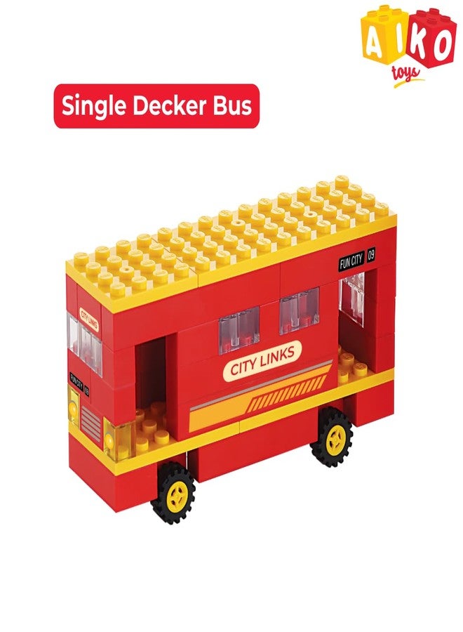 AIKO City Links 141-Piece Building Blocks Set | Multi-Colour Construction Toy for Kids | Build Bus, Bus Stand & City Infrastructure | STEM Learning & Creativity | Gift for Boys & Girls (4+ Years) - Image 3